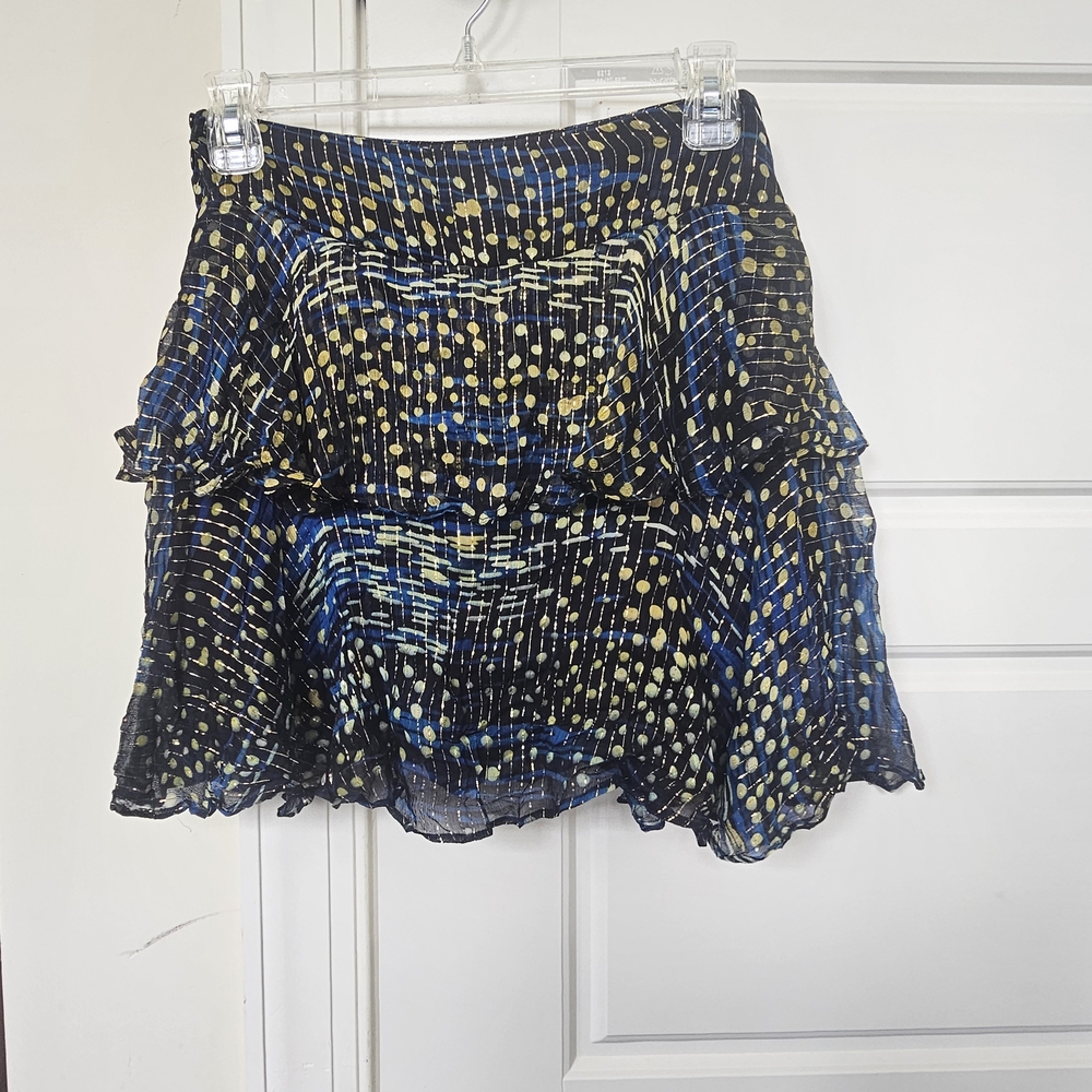 Shore Black Blue and Gold Polka Dot Ruffle Skort